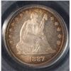Image 2 : 1887 SEATED LIBERTY QUARTER PCGS MS65 GORGEOUS PERIPHERAL TONING!