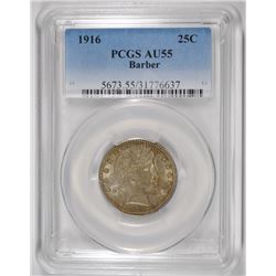 1916 BARBER QUARTER PCGS AU55
