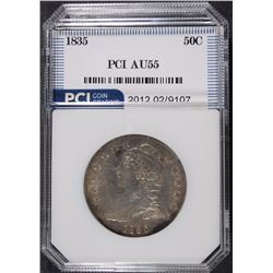 1835 BUST HALF DOLLAR, PCI GRADED AU/UNC