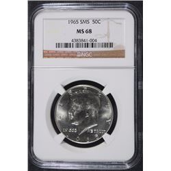 1965 SMS KENNEDY HALF DOLLAR, NGC MS-68!  RARE!