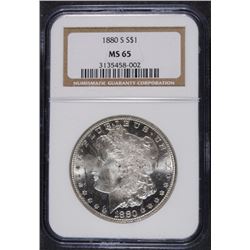 1880-S MORGAN SILVER DOLLAR, NGC MS-65  WHITE!