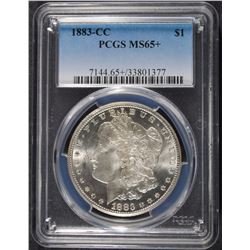 1883-CC MORGAN SILVER DOLLAR, PCGS MS-65+  SUPER GEM