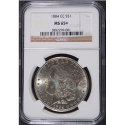 1884-CC MORGAN SILVER DOLLAR. NGC  MS-65+  RAINBOW OBVERSE COLOR