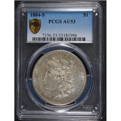 1884-S MORGAN DOLLAR PCGS AU-53 NICE, UNDER GRADED