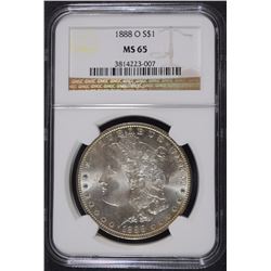 1888-O MORGAN SILVER DOLLAR, NGC MS-65