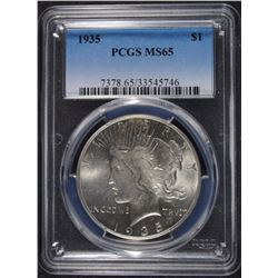 1935 PEACE SILVER DOLLAR, PCGS MS-65 GEM