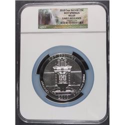 2010 5 OUNCE SILVER HOT SPRINGS NATIONAL PARKS QUARTER NGC MS-69  EARLY RELEASE