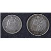 Image 1 : 1854 HALF DIME, XF &1889 SEATED DIME, XF