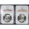 Image 1 : 2 1953-S FRANKLIN HALVES NGC MS-65