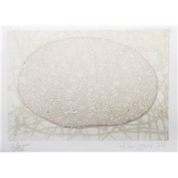 Pere Puiggros, Enganxat Oual Groc Vernell Violeta 3, Etching