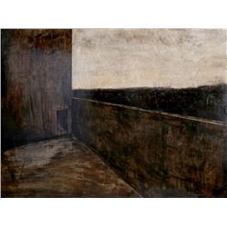 Joan Nelson, Building Backyard, Egg Tempera & Plaster Painting