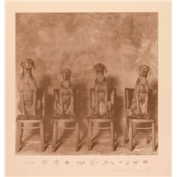 William Wegman, Four Dogs on Chairs, Stone Lithograph