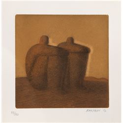 Garif Basyrof, Two Seated Men, Aquatint Etching