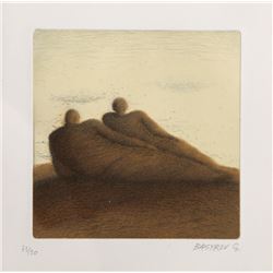 Garif Basyrof, Two Reclining Men, Aquatint Etching