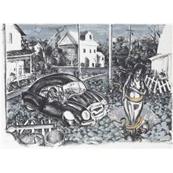 Arnie Levin, Parked Car, Lithograph