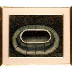 Mendij, Round Bench, Oil Painting