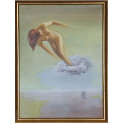 Andre Revesz, Nude in the Clouds, Oil Painting