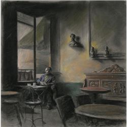 Harry McCormick, Sitting at the Window, Pastel Drawing
