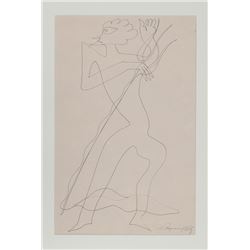 Alexander Raymond Katz, Line Drawing (Devil), Brush Drawing