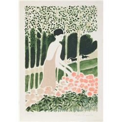 Andre Brasilier, Femme avec Fleurs, Lithograph