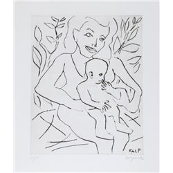 A. R. Penck, Frau mit Kind, Drypoint Etching