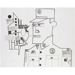 Saul Steinberg, Customs Agent, Peace Portfolio, Lithograph