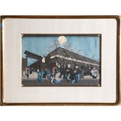 Utagawa Hiroshige, Famous Places, Nighttime Cherry Blossom, Woodblock