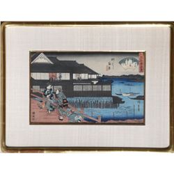 Utagawa Hiroshige, Yanagi Bridge: Manpachi Restaurant, Famous Restaurants, Woodblock