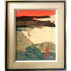 Alvin Carl Hollingsworth, Waiting, Painting with Ceramic Medallion