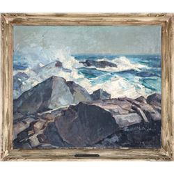 Abraham Jacobi Bogdanove, Maine Waves, Oil Painting