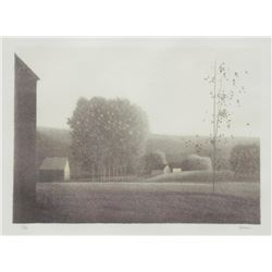 Robert Kipniss, Cotton Ball Trees Center, Lithograph