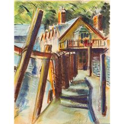 Charles Blaze Vukovich, House on the Water, Pastel Drawing