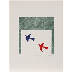 Mireille Kramer, Birds, Flowers III, Intaglio Aquatint Etching