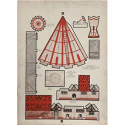 Mel Cummin, Dappletown Farm, Paper Doll Illustration McCall's, Ink Drawing