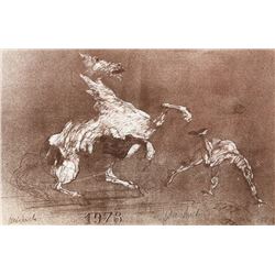 Claude Weisbuch, Rider thrown from Horse, Lithograph