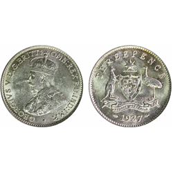 Australia, Threepence, George V, 1927