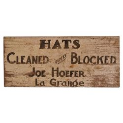 La Grange Texas Antique Painted Hatters Sign