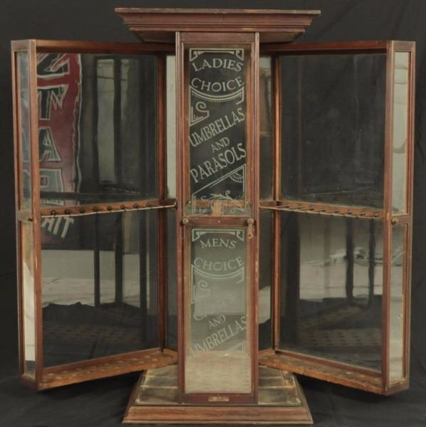 Antique Umbrella Parasol & Cane Display Case