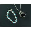 Image 1 : Silver Necklace & Silver Bracelet With Turqoise
