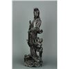 Image 1 : 19th C. Chinese Carved Wood Guanyin Silver Inlaid