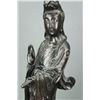 Image 3 : 19th C. Chinese Carved Wood Guanyin Silver Inlaid