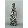 Image 5 : 19th C. Chinese Carved Wood Guanyin Silver Inlaid