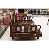 Image 3 : Chinese Rosewood Carved Opium Bed Inset Marble