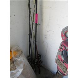 6 Fishing rods - most have reels