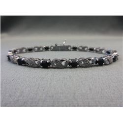 6.05 CTW Blue Sapphire & Diamond Tennis Bracelet