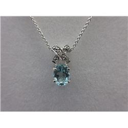 XO Diamond & Blue Topaz Pendant & Chain