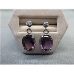New 4.7 CT Amethyst & Diamond Dangle Earrings