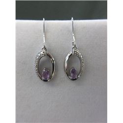 New Amethyst & Diamond French Hook Earrings