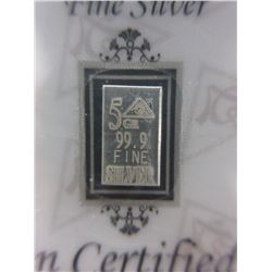 5 x .999 Fine Silver Bullion Bars - 5 grains each