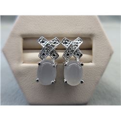 New Blue Chalcedony & Diamond "XO" Earrings